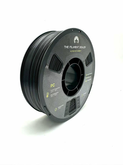 Spool of black filament on a white background