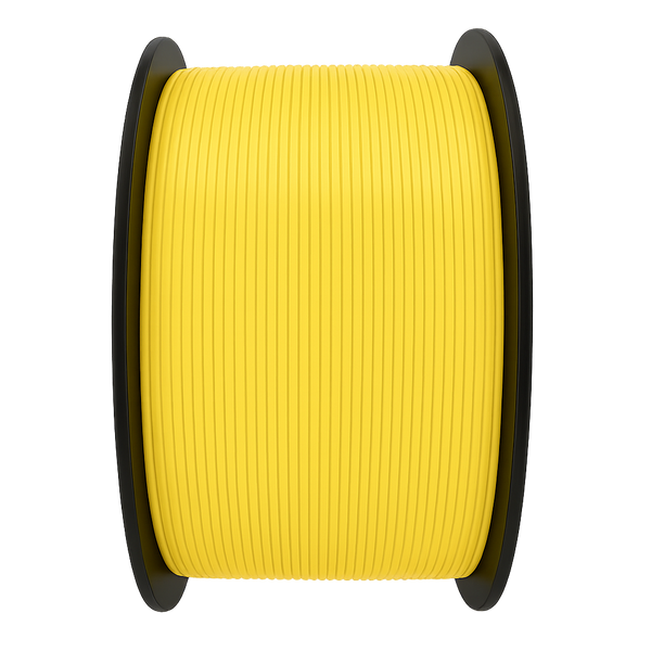 Spool of yellow material on a black reel